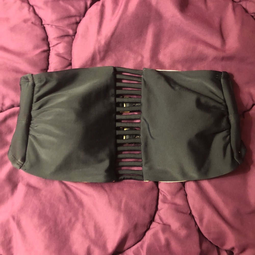 Black caged swim bandeau top